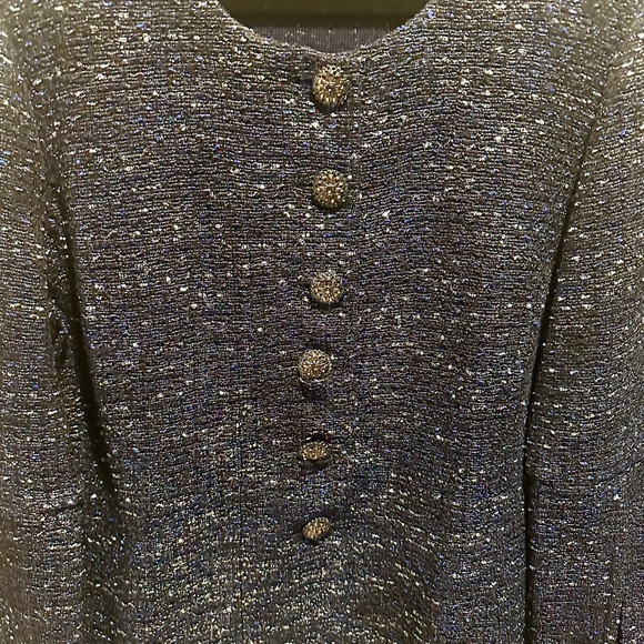 St. John Navy Tweed Jacket - Picture 3 of 5
